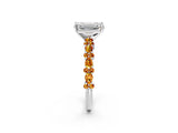 White gold Emerald Cut Diamond Side Stone Solitaire Ring with Round with Citrine side stone and Four-Prong Setting_2