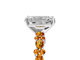 White gold Emerald Cut Diamond Side Stone Solitaire Ring with Round with Citrine side stone and Four-Prong Setting_5