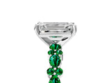 White gold Emerald Cut Diamond Side Stone Solitaire Ring with Round with Emerald side stone and Four-Prong Setting_17