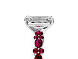 White gold Emerald Cut Diamond Side Stone Solitaire Ring with Round with Garnet side stone and Four-Prong Setting_17