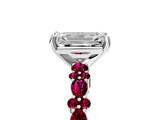 White gold Emerald Cut Diamond Side Stone Solitaire Ring with Round with Garnet side stone and Four-Prong Setting_5