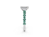 White gold Emerald Cut Diamond Side Stone Solitaire Ring with Round with Green Sapphire side stone and Four-Prong Setting_14