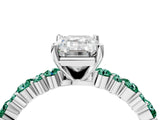White gold Emerald Cut Diamond Side Stone Solitaire Ring with Round with Green Sapphire side stone and Four-Prong Setting_16