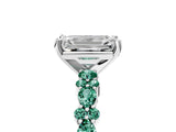 White gold Emerald Cut Diamond Side Stone Solitaire Ring with Round with Green Sapphire side stone and Four-Prong Setting_17
