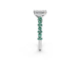 White gold Emerald Cut Diamond Side Stone Solitaire Ring with Round with Green Sapphire side stone and Four-Prong Setting_2