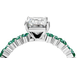 White gold Emerald Cut Diamond Side Stone Solitaire Ring with Round with Green Sapphire side stone and Four-Prong Setting_4