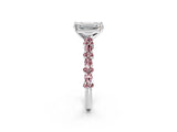 White gold Emerald Cut Diamond Side Stone Solitaire Ring with Round with Morganite side stone and Four-Prong Setting_2