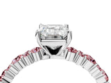 White gold Emerald Cut Diamond Side Stone Solitaire Ring with Round with Morganite side stone and Four-Prong Setting_4