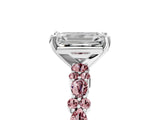 White gold Emerald Cut Diamond Side Stone Solitaire Ring with Round with Morganite side stone and Four-Prong Setting_5