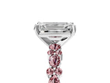 White gold Emerald Cut Diamond Side Stone Solitaire Ring with Round with Morganite side stone and Four-Prong Setting_5