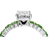 White gold Emerald Cut Diamond Side Stone Solitaire Ring with Round with Peridot side stone and Four-Prong Setting_16