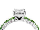 White gold Emerald Cut Diamond Side Stone Solitaire Ring with Round with Peridot side stone and Four-Prong Setting_4