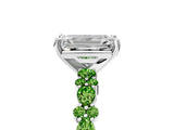 White gold Emerald Cut Diamond Side Stone Solitaire Ring with Round with Peridot side stone and Four-Prong Setting_5