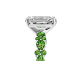 White gold Emerald Cut Diamond Side Stone Solitaire Ring with Round with Peridot side stone and Four-Prong Setting_5