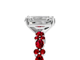 White gold Emerald Cut Diamond Side Stone Solitaire Ring with Round with Ruby side stone and Four-Prong Setting_5