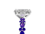 White gold Emerald Cut Diamond Side Stone Solitaire Ring with Round with Tanzanite side stone and Four-Prong Setting_17