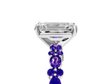 White gold Emerald Cut Diamond Side Stone Solitaire Ring with Round with Tanzanite side stone and Four-Prong Setting_29