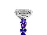 White gold Emerald Cut Diamond Side Stone Solitaire Ring with Round with Tanzanite side stone and Four-Prong Setting_5