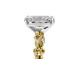White gold Emerald Cut Diamond Side Stone Solitaire Ring with Round with Yellow Sapphire side stone and Four-Prong Setting_5