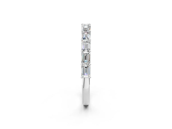 Platinum Emerald Cut Diamond Single Row Wedding Band