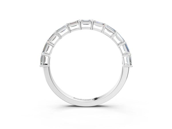 White gold Emerald Cut Diamond Single Row Wedding Band