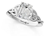 White gold Emerald Cut Diamond Solitaire Celtic Knot Ring with Four-Prong Setting_73