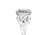 White gold Emerald Cut Diamond Solitaire Celtic Knot Ring with Four-Prong Setting_77
