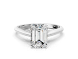 White gold Emerald Cut Diamond Solitaire Engagement Ring with Cathedral Setting and Four-Prong Mount_121