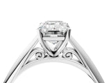 White gold Emerald Cut Diamond Solitaire Engagement Ring with Cathedral Setting and Four-Prong Mount_125