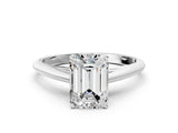 White gold Emerald Cut Diamond Solitaire Engagement Ring with Cathedral Setting and Four-Prong Mount_13