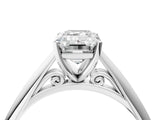 White gold Emerald Cut Diamond Solitaire Engagement Ring with Cathedral Setting and Four-Prong Mount_17