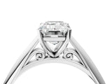 White gold Emerald Cut Diamond Solitaire Engagement Ring with Cathedral Setting and Four-Prong Mount_298