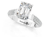 White gold Emerald Cut Diamond Solitaire Engagement Ring with Pavé Band and Four-Prong Setting_1