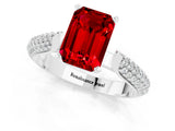 White gold Emerald Cut Diamond Solitaire Engagement Ring with Pavé Band and Four-Prong Setting_1