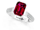 White gold Emerald Cut Diamond Solitaire Engagement Ring with Pavé Band and Four-Prong Setting_1