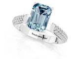 White gold Emerald Cut Diamond Solitaire Engagement Ring with Pavé Band and Four-Prong Setting_1