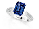 White gold Emerald Cut Diamond Solitaire Engagement Ring with Pavé Band and Four-Prong Setting_1