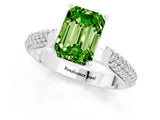 White gold Emerald Cut Diamond Solitaire Engagement Ring with Pavé Band and Four-Prong Setting_1
