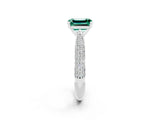 White gold Emerald Cut Diamond Solitaire Engagement Ring with Pavé Band and Four-Prong Setting_2