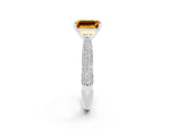 White gold Emerald Cut Diamond Solitaire Engagement Ring with Pavé Band and Four-Prong Setting_2