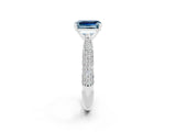 White gold Emerald Cut Diamond Solitaire Engagement Ring with Pavé Band and Four-Prong Setting_2