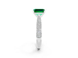 White gold Emerald Cut Diamond Solitaire Engagement Ring with Pavé Band and Four-Prong Setting_2