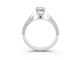 White gold Emerald Cut Diamond Solitaire Engagement Ring with Pavé Band and Four-Prong Setting_3