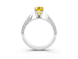 White gold Emerald Cut Diamond Solitaire Engagement Ring with Pavé Band and Four-Prong Setting_3