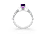 White gold Emerald Cut Diamond Solitaire Engagement Ring with Pavé Band and Four-Prong Setting_3