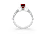White gold Emerald Cut Diamond Solitaire Engagement Ring with Pavé Band and Four-Prong Setting_3