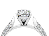 White gold Emerald Cut Diamond Solitaire Engagement Ring with Pavé Band and Four-Prong Setting_4