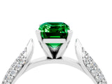 White gold Emerald Cut Diamond Solitaire Engagement Ring with Pavé Band and Four-Prong Setting_4