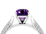 White gold Emerald Cut Diamond Solitaire Engagement Ring with Pavé Band and Four-Prong Setting_4