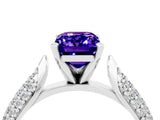 White gold Emerald Cut Diamond Solitaire Engagement Ring with Pavé Band and Four-Prong Setting_4